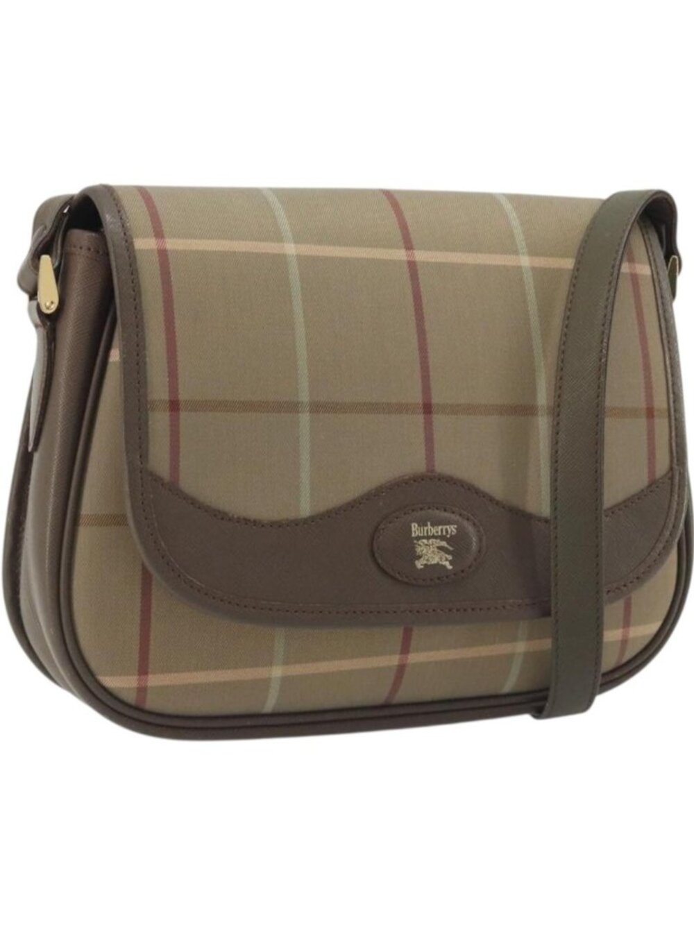 Burberrys Nova Check Shoulder Bag Canvas Beige Gold Tone